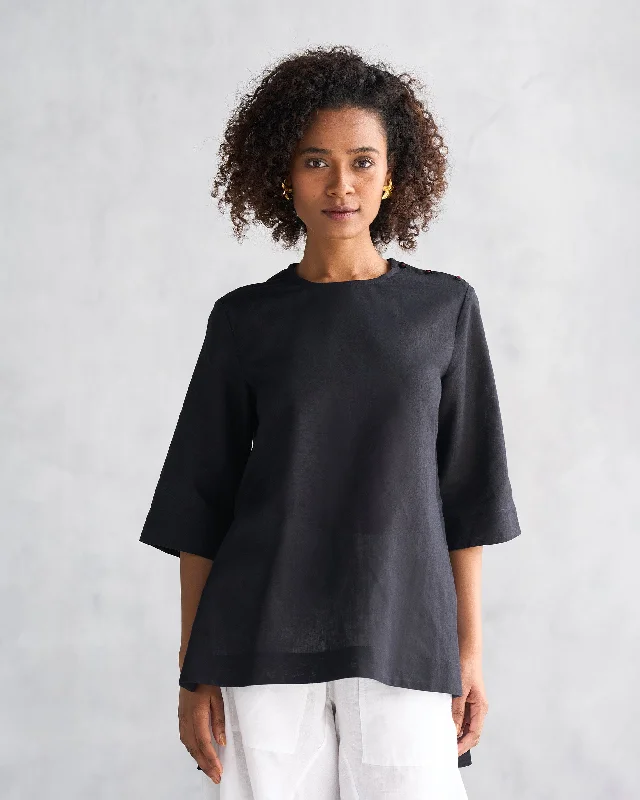 High Slit Top - Black Modern Women's 