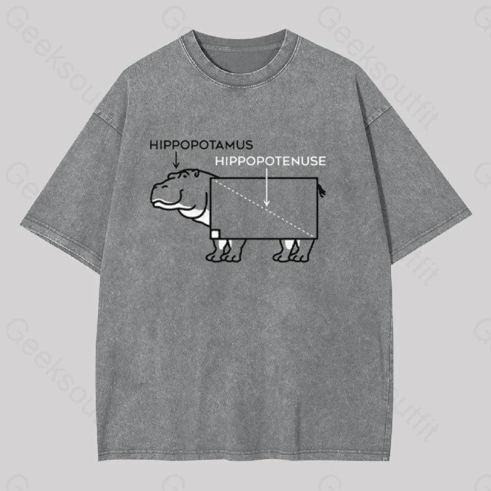 Hippopotamus And Hypotenuse Geek Washed T-shirt Dapper Women's Bow - adorned