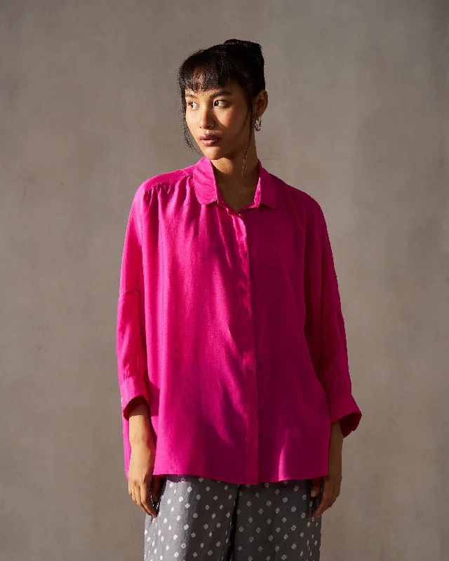Boxy Shirt - Magenta Monochromatic Office Style