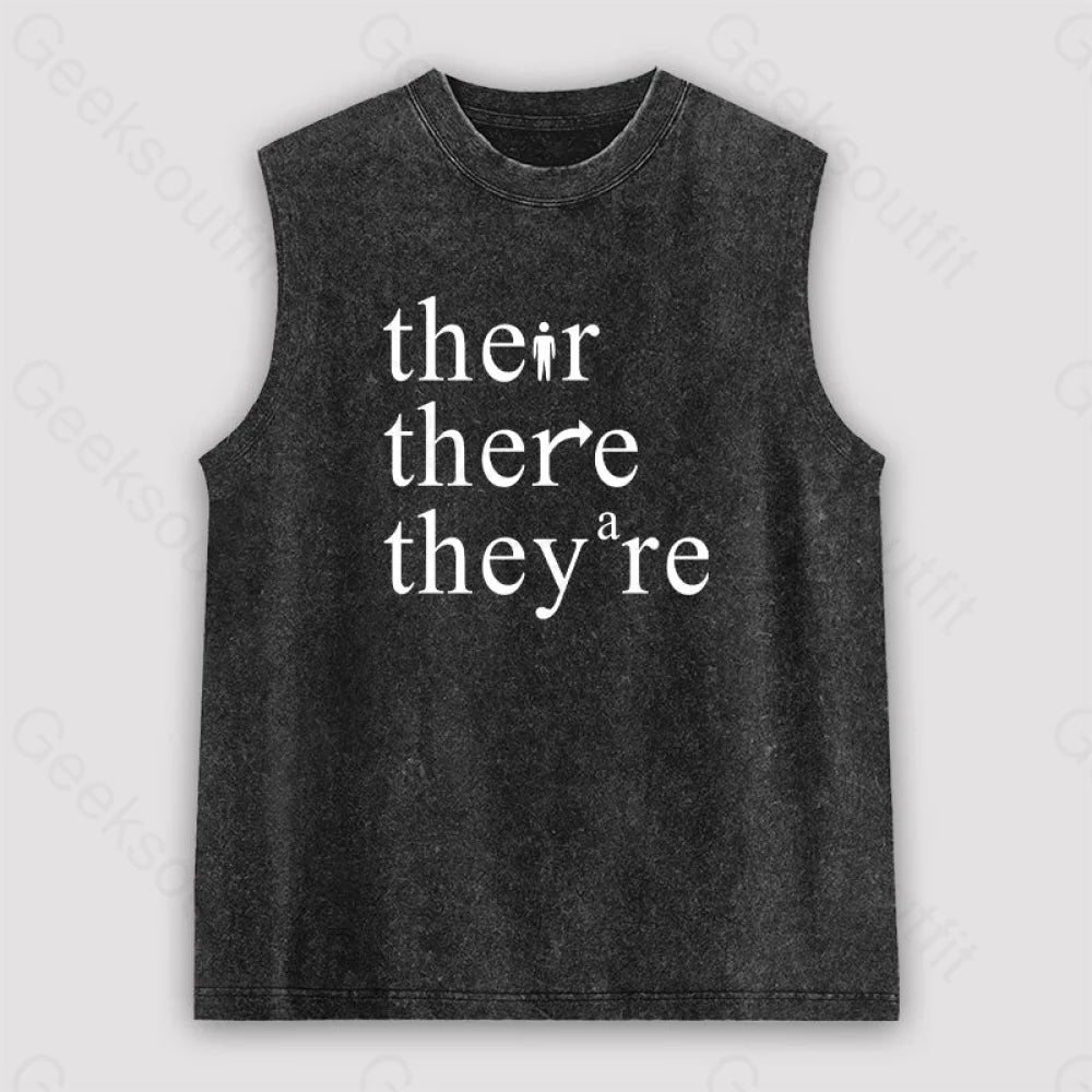 There Their They're Funny Grammar Unisex Washed Tank Modern Women's 