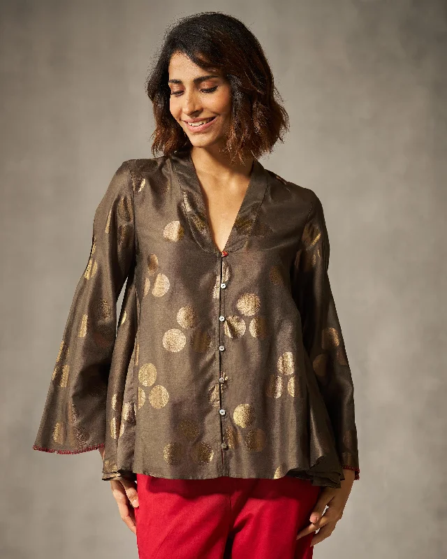 Tangier Top - Oak Brown Foil Print Bohemian Women's Free