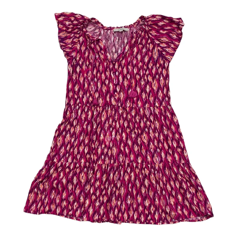 Orange & Pink Dress Casual Midi Loft, Size S Modern Women's 