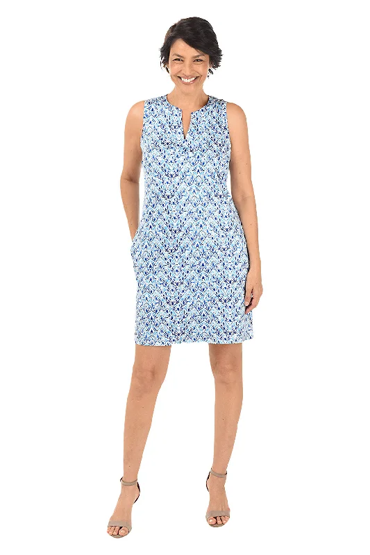 Peacock UPF50 Notch Neck Sleeveless Dress Sophisticated Women's Tailored