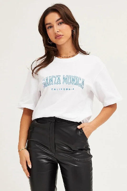 White T Shirt Short Sleeve Modern Women's 