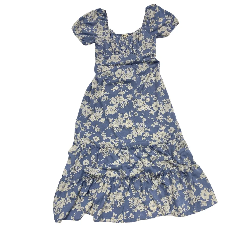 Blue & White Dress Casual Maxi INSPIRED HEARTS - , Size L Athletic Women's High - 