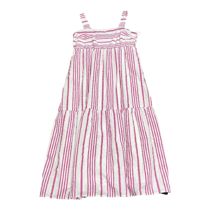 Purple & White Dress Casual Maxi Loft, Size L Stylish Women's Neon