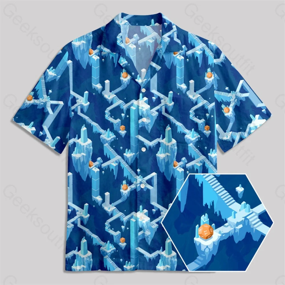 Infinite Stairs Puzzle Adventure Game Button Up Pocket Shirt Streetwear Style for 