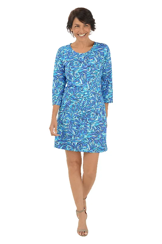Silver Blue Roses UPF50+ Travel Dress Adventure