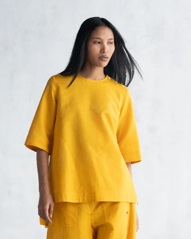 High Slit Top - Ochre Unique Women's Upcycled