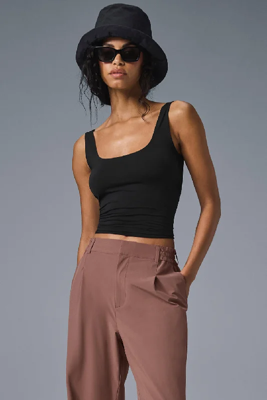 Sheer Glow Tank - Black Sophisticated Women's 