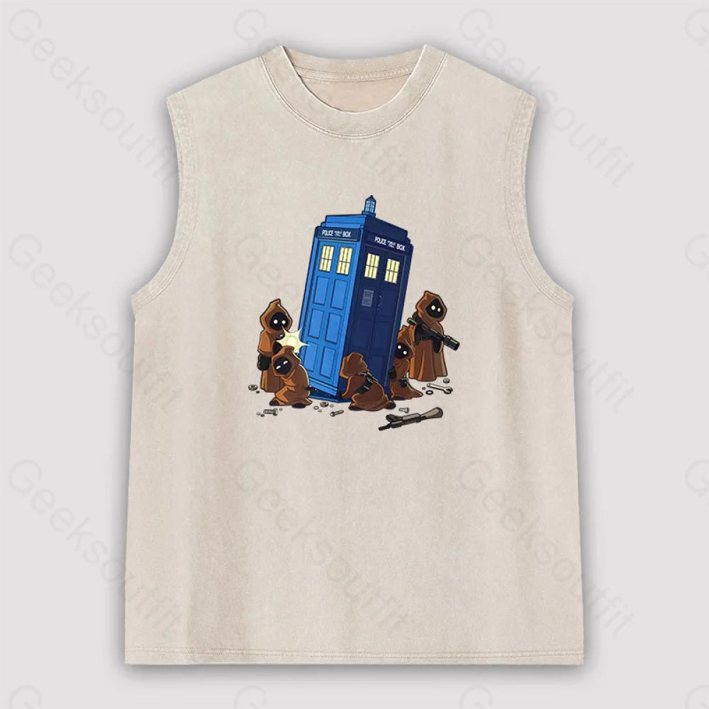 The TARDIS in Humorous Fan Art Unisex Washed Tank Refined Women's Classic 