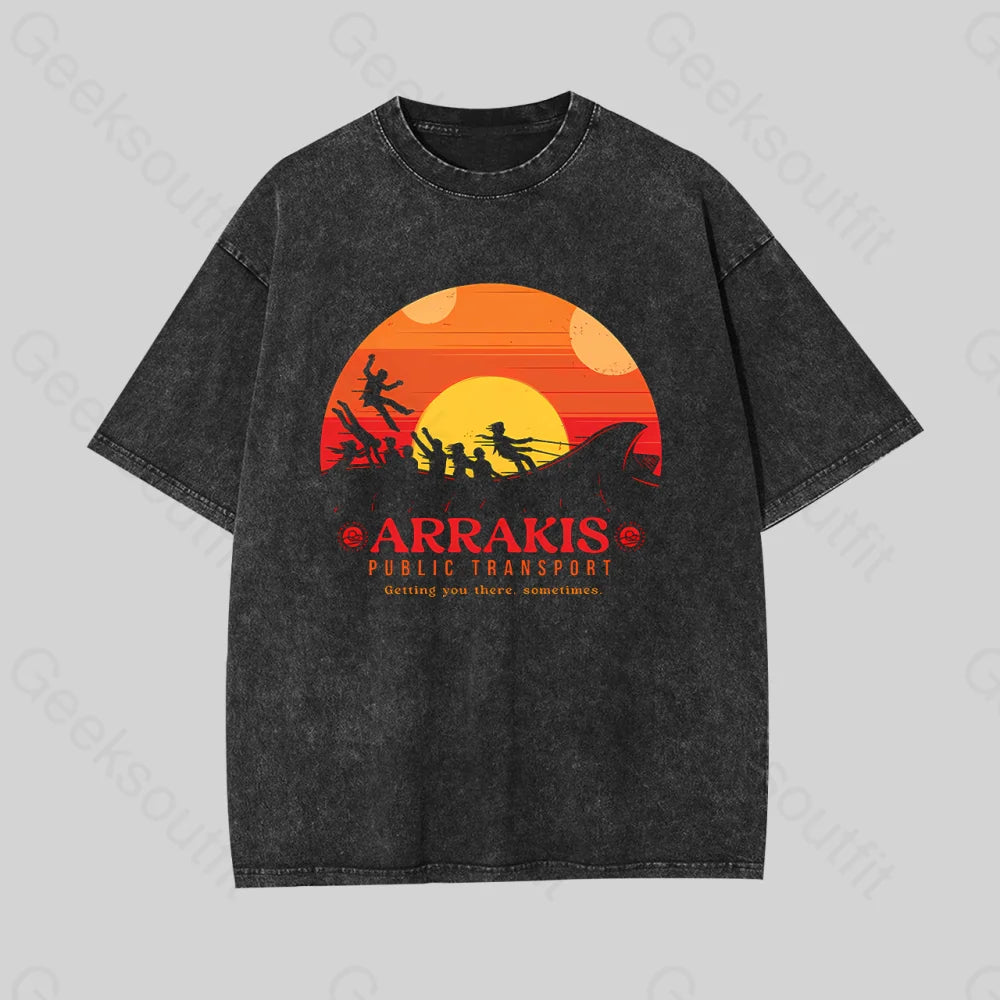 Arrakis Getting You There Sometimes Geek Washed T-shirt Bold Women's Animal Print