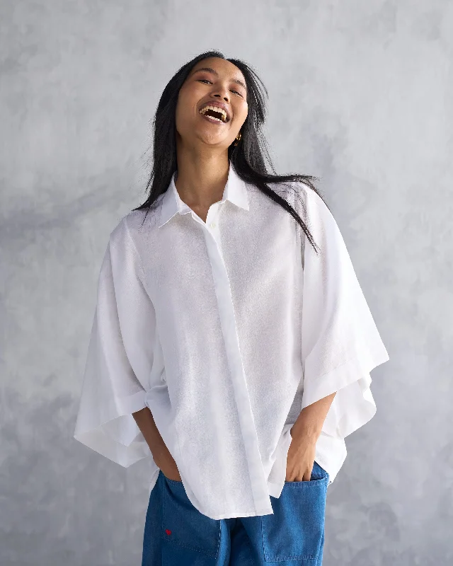 Drop Armhole Shirt - White Earthy Women's Hemp - based