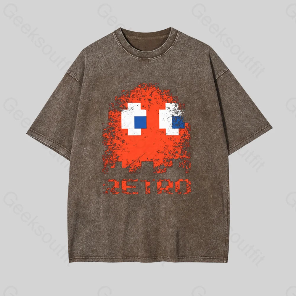 Pac Man Retro Geek Washed T-shirt Refined Women's Velvet