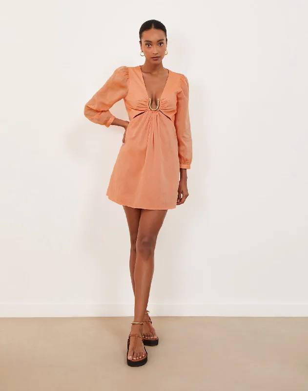 Amelia Detail Short Dress (exchange only) - Grapefruit Sharp Women's Italian