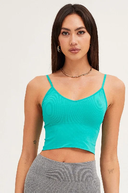 Green Crop Singlet Top Seamless Australian Beach