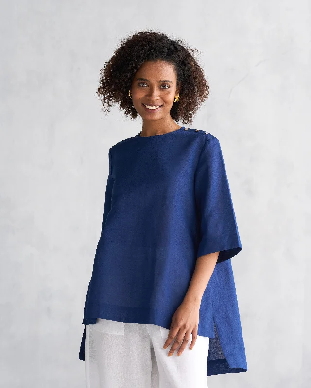 High Slit Top - Indigo Dynamic Women's Moto