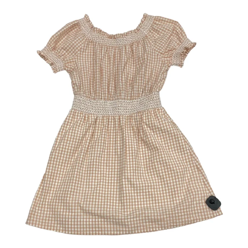 Tan & White Dress Casual Midi J. Crew, Size Xs Bold Women's Statement