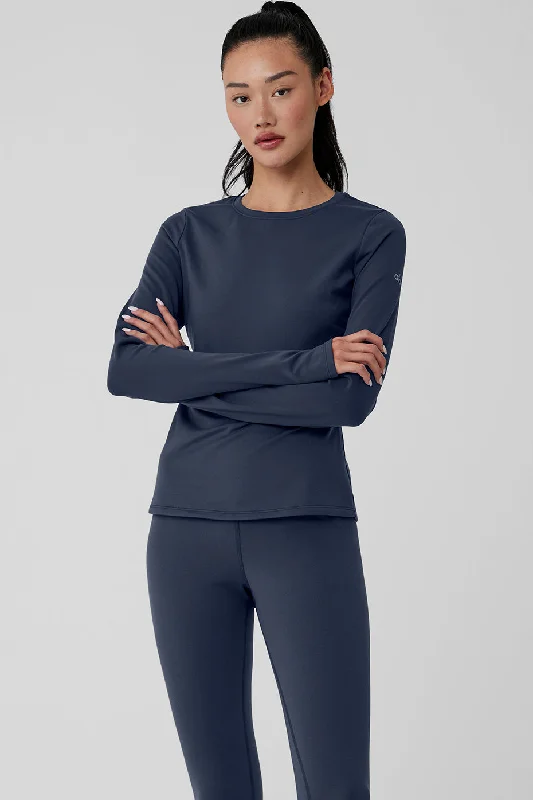 Airbrush Winter Warm Nocturne Long Sleeve - Navy Athletic Women's 