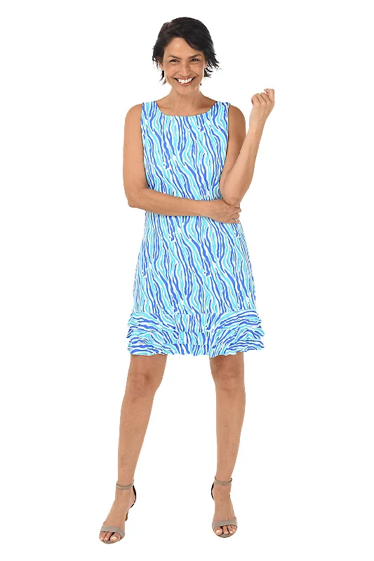 Aqua Zebra UPF50+ Ruffle Dress Cozy Women's Sherpa - lined