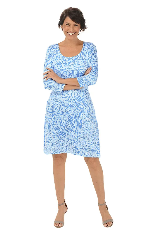 Swirled Tiles 3/4 Sleeve Dress Bold Women's Statement