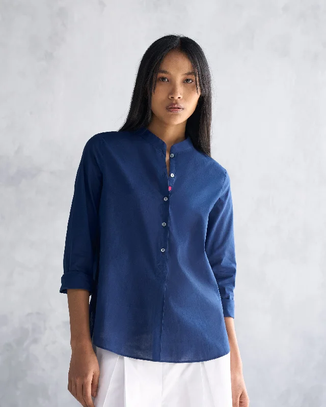 Mandarin Collar Top - Indigo Bold Women's Statement
