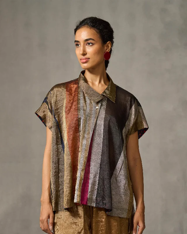 Camber Top - Multi Color Stripes Casual Women's Loose - fitting