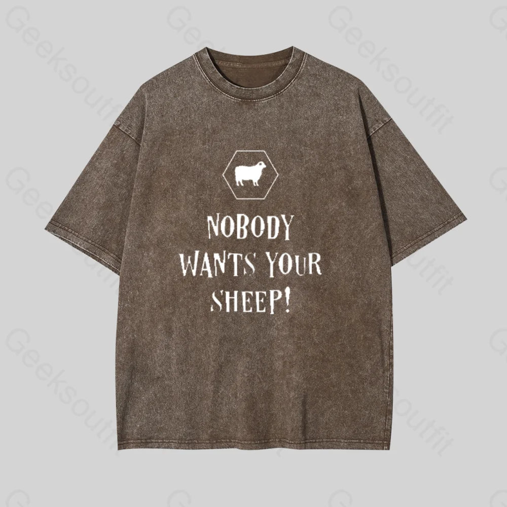 Nobody Wants Your Sheep Geek Washed T-shirt Earthy Women's Hemp - based