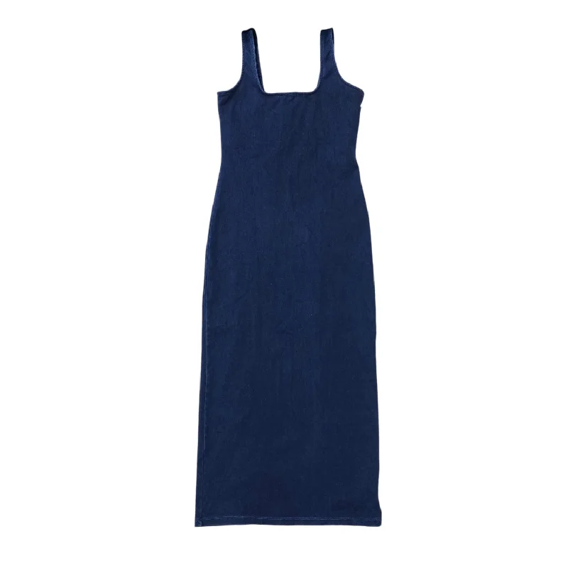 Dress Casual Maxi By Good American In Blue Denim, Size: M Stylish Women's Tropical 