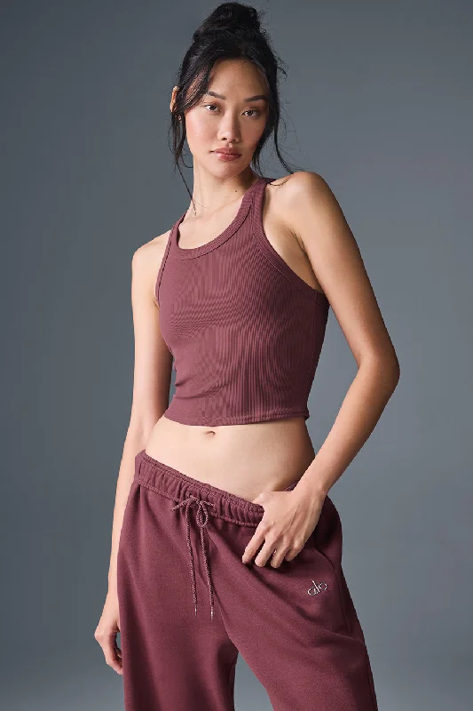 Goddess Ribbed Go-To Tank - Burgundy Truffle Bohemian Women's Free