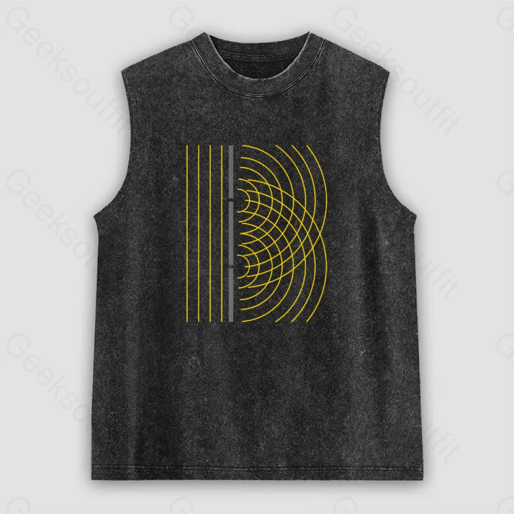 Double Slit Light Wave Particle Science Experiment Unisex Washed Tank Dynamic Women's High - energy