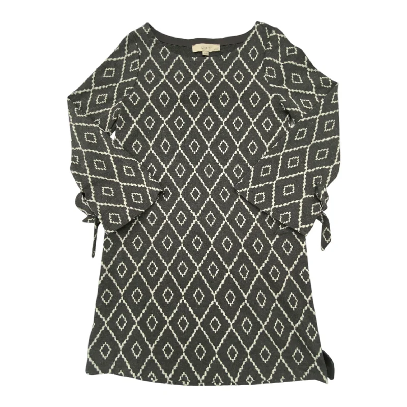 Dress Casual Midi By Loft In Grey & White, Size: Sp Monochromatic Office Style
