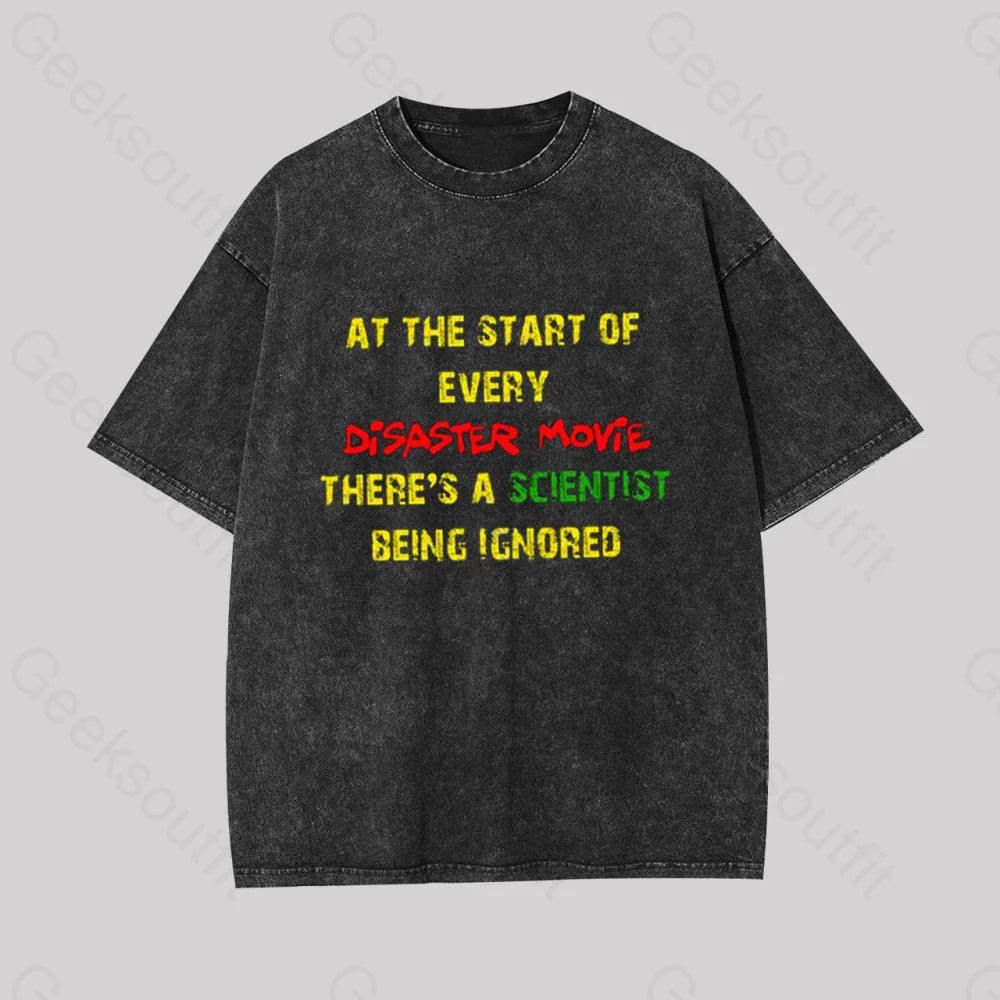 Disaster Movies Scientist Geek Washed T-shirt Traditional Women's 