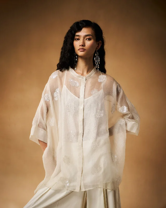 Afra Shirt - Ivory Hand Embroidered Australian Beach