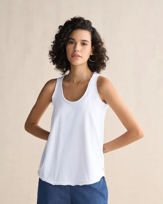 Ukiyo Racerback Tank - White Laid - back Women's Vibe