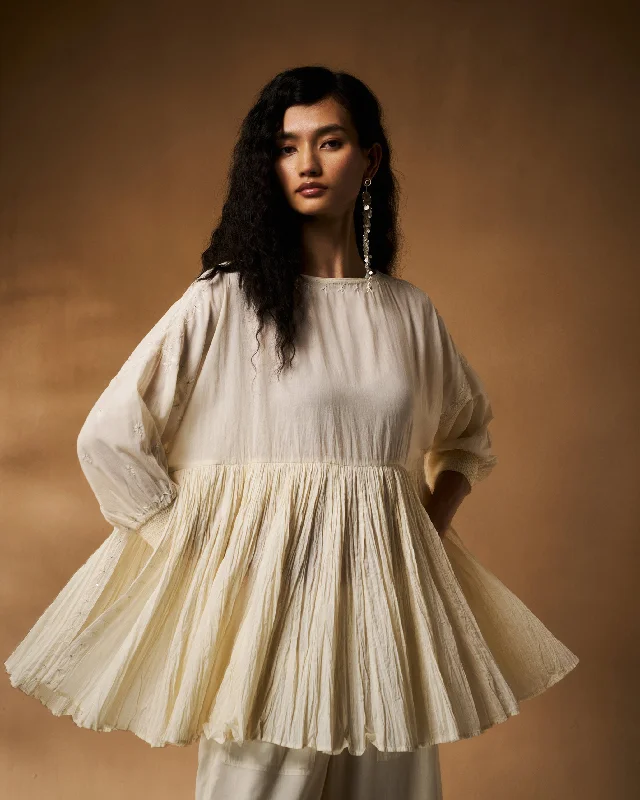 Taabir Top - Ivory Chikankari Youthful Women's Anime - inspired