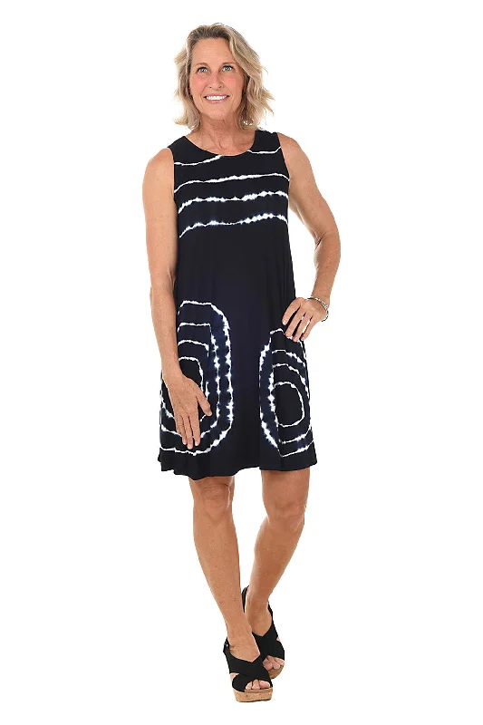 Black Bullseye Tie-Dye Sleeveless Dress garde