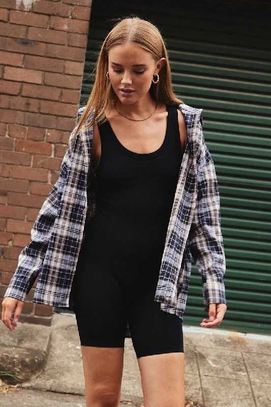 Black Check Shirt Long Sleeve Collar Check Cashmere