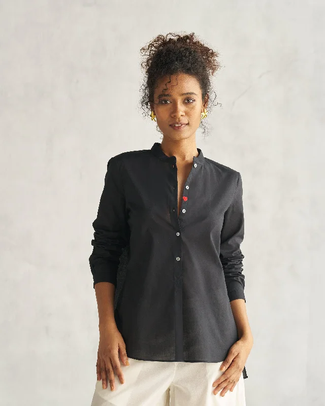Mandarin Collar Top - Black performance