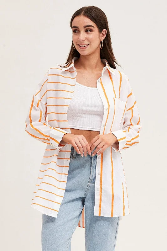 Stripe Long Sleeve Button Up Shirt Women
