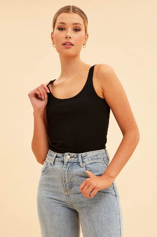 Black Essential Scoop Neck Sleeveless Tank Artistic Women's Avant - 