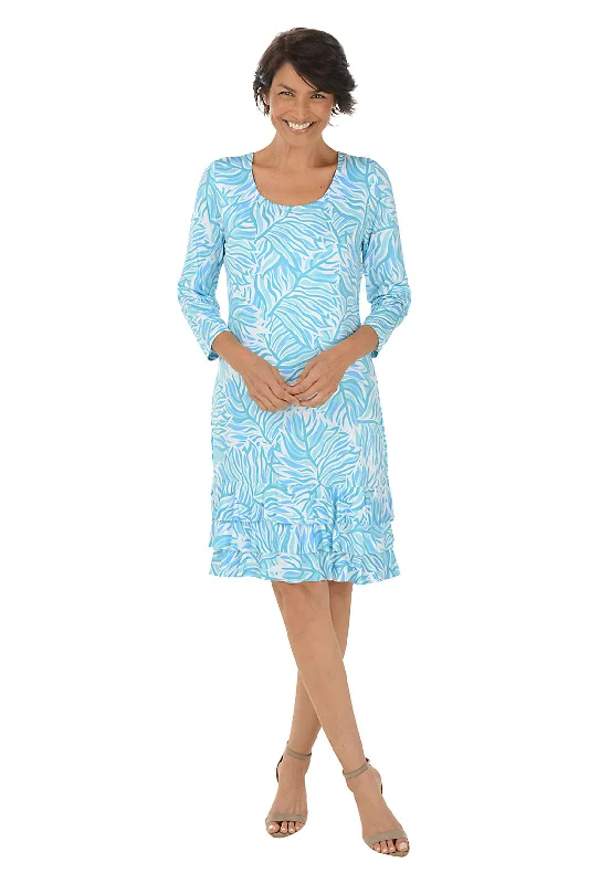 Tiger Leaf 3/4 Sleeve Ruffle Dress European