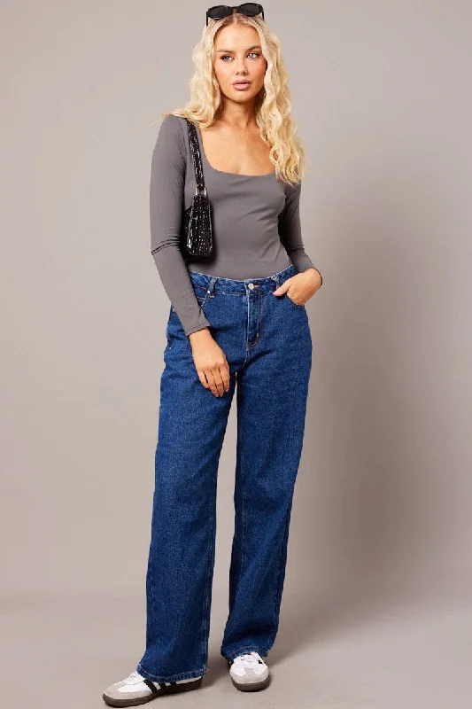 Grey Supersoft Top Long Sleeve Contemporary 