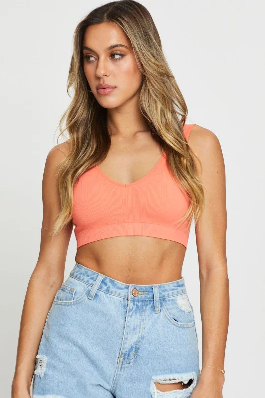 Red Bralette Seamless Classic Women's Tweed