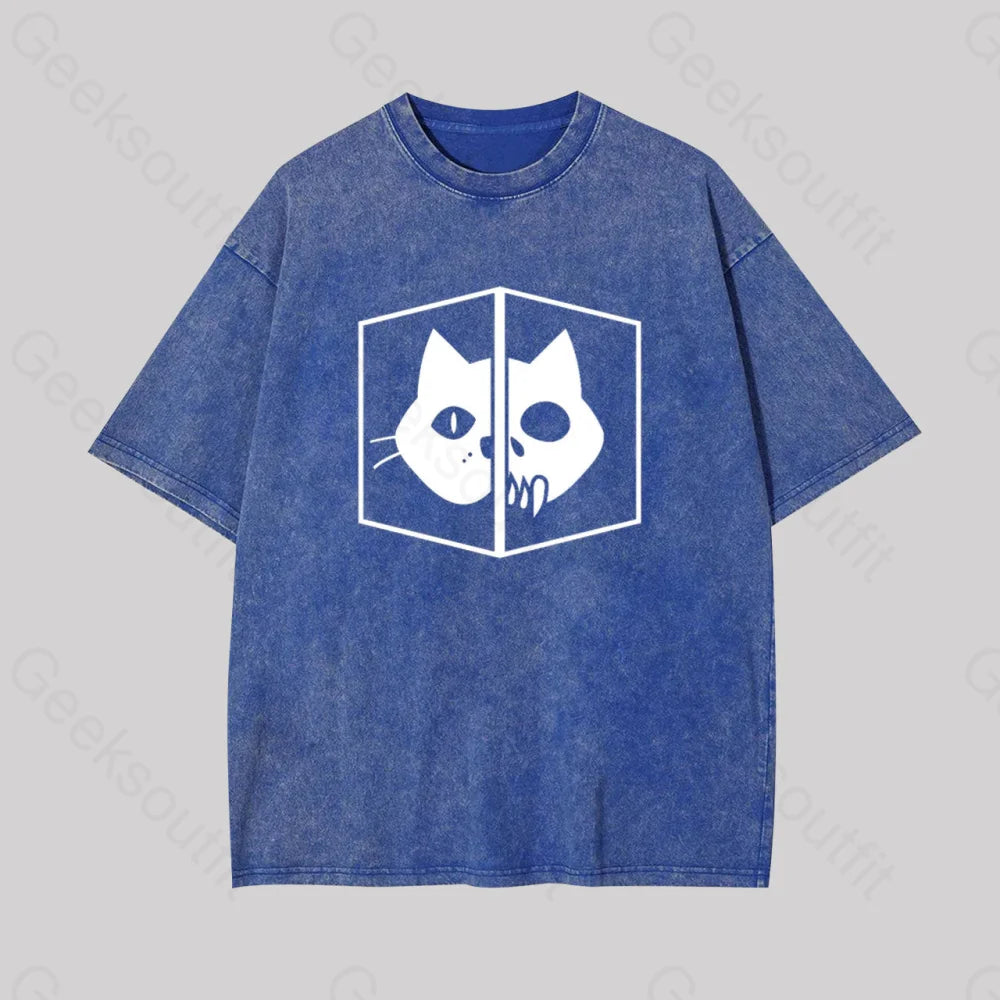 Schrodinger The Cat Geek Washed T-shirt Streetwear Style for 