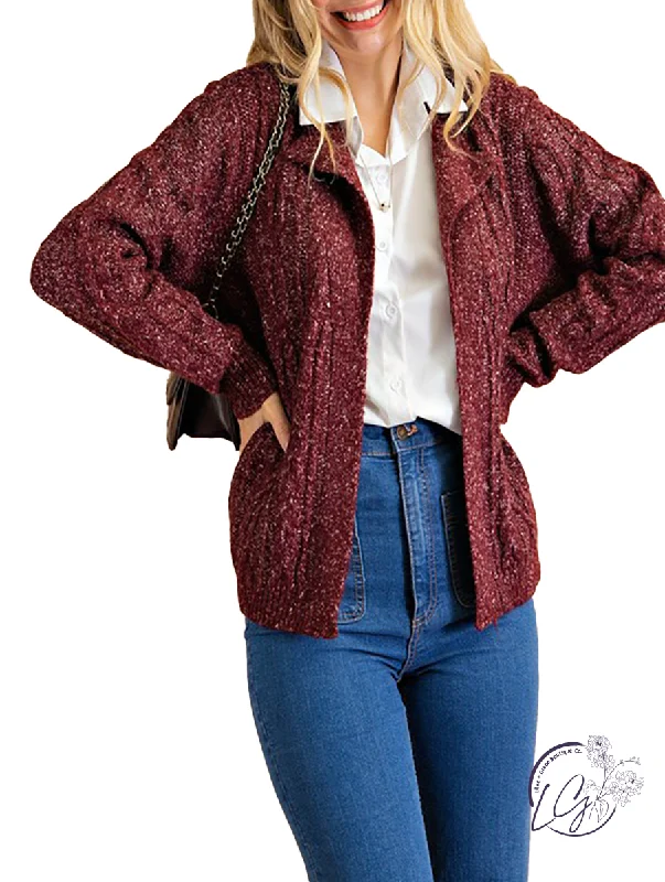 Cool Is Calling Cable Knit Cardigan Feminine Women's Soft 