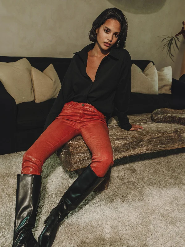 Bowery Skinny in Slick Burnt Red Casual Women's Japanese 