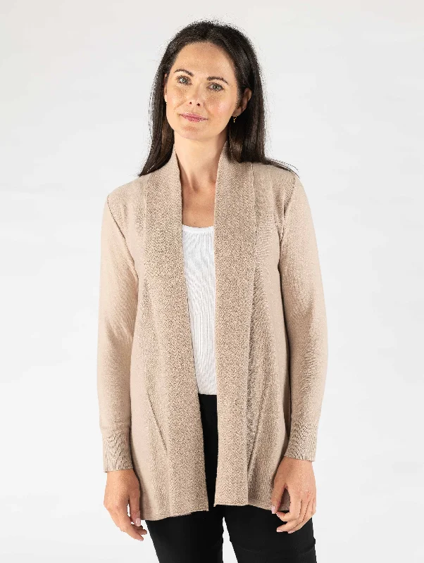 Lacy pattern edge to edge cardigan Sleek Women's Metallic
