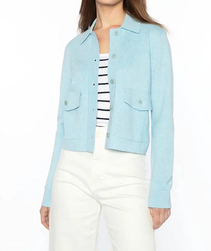 Crop Shacket In Navy Elegant Women's Formal 