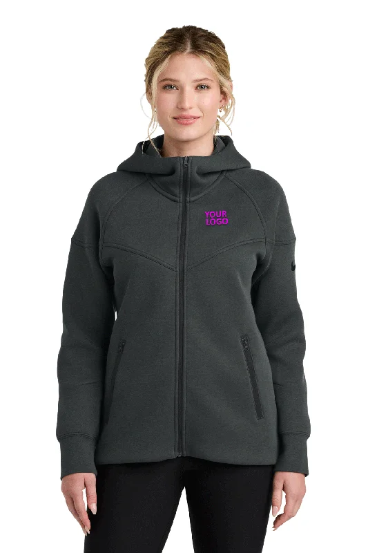 Nike Womens Tech Fleece Full-Zip Custom Hoodies, Anthracite Heather Minimalist Women's Casual
